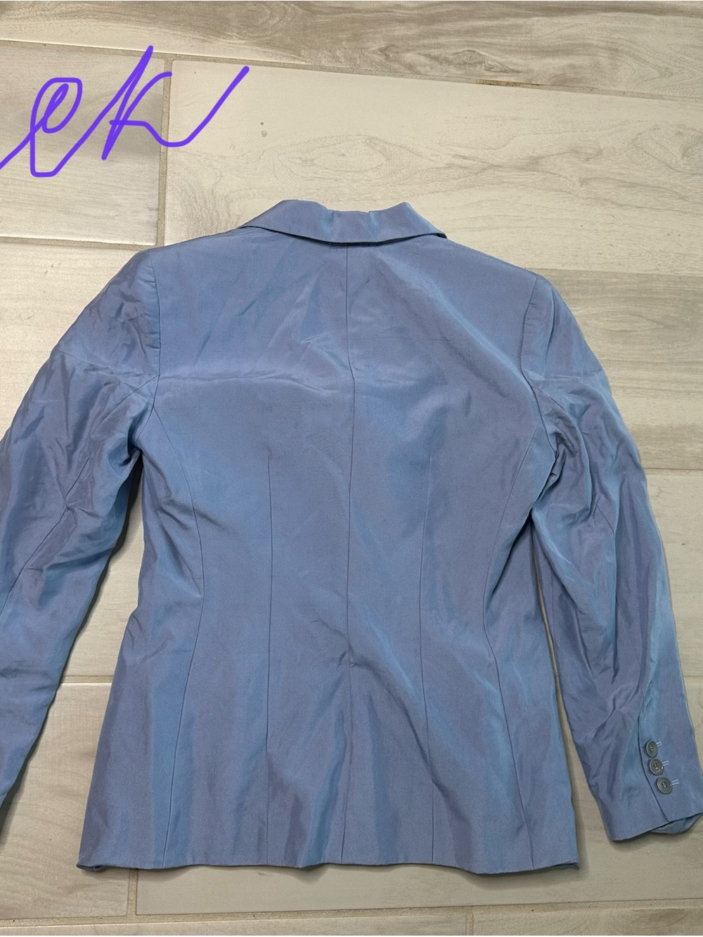 Women’s Silk 2 Piece Skirt Suit Blue Embroidered Blazer Petite 2 / XS - Picture 6 of 10